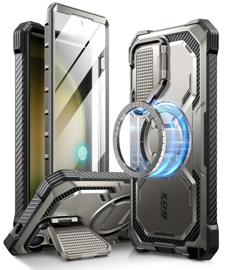 iBlason Armorbox for Samsung Galaxy S24 Ultra Case with Camera Cover Stand [MagSafe Compatible] [MilitaryGrade Protection] Ful