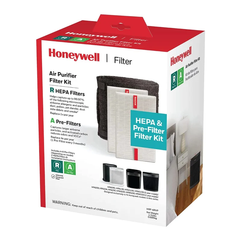 Honeywell HEPA Air Purifier Filter Value Kit Includes 2 R HEPA Filters and 1 A PreFilter Roll with Cutting Template