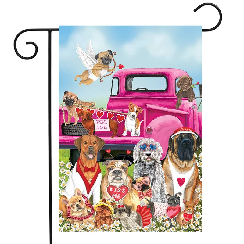 Briarwood Lane Happy Valentines Dogs Valentine garden Flag 12x18 Heart garden Flag Valentines garden Flag for Outside Va