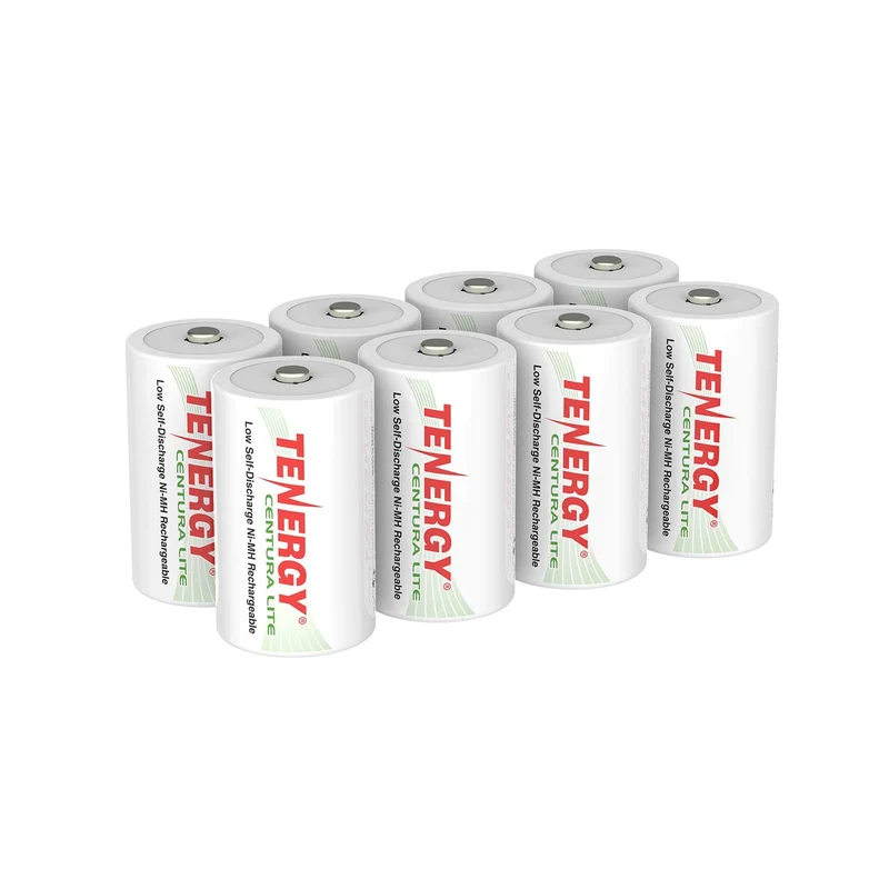 Tenergy centura Lite 12V NiMH Rechargeable D Battery, 3000mAh Low Self Discharge D cell Batteries, Precharged D Size Battery, U