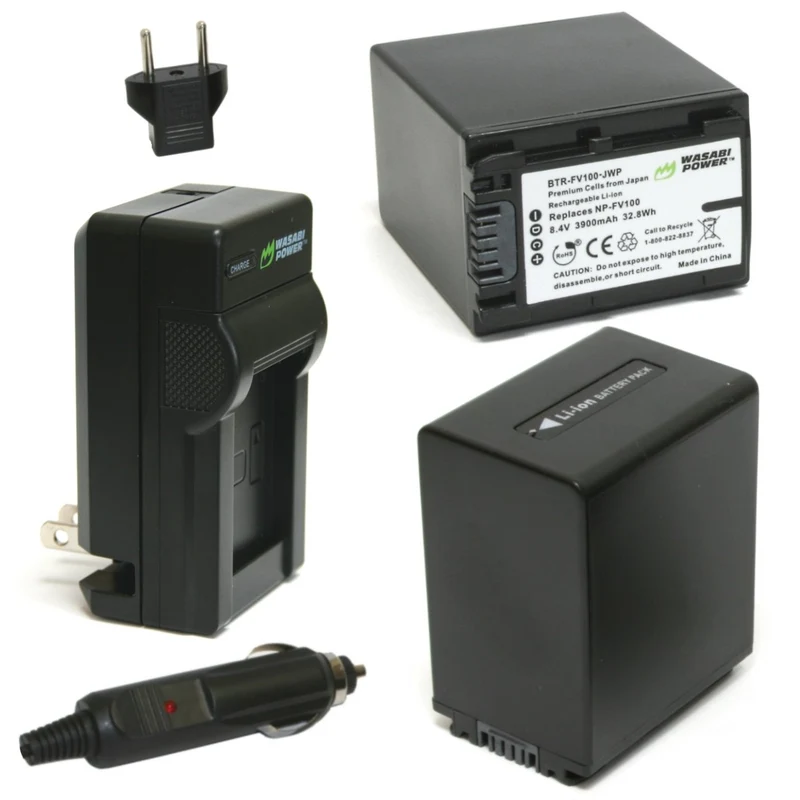 Wasabi Power Battery (2Pack) and Charger for Sony NPFV100 and Sony DCRSR15, SR21, SR68, SR88, SX15, SX21, SX44, SX45, SX63, S