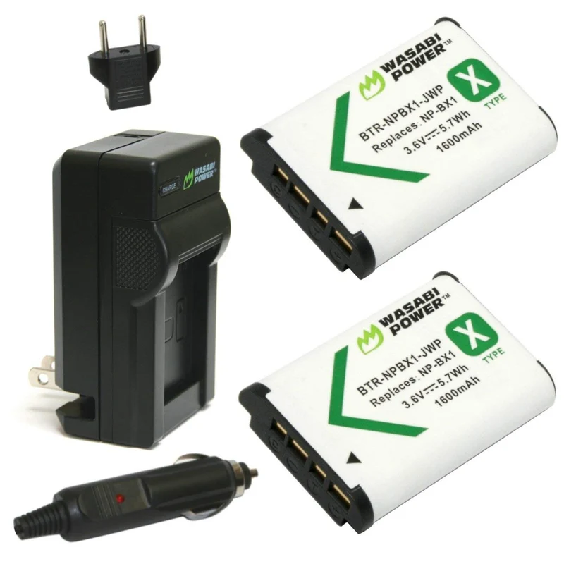 Wasabi Power NPBX1 Battery (2Pack) and Charger for Sony NPBX1/M8, CyberShot DSCHX80, HX90V, HX95, HX99, HX350, RX1, RX1R II