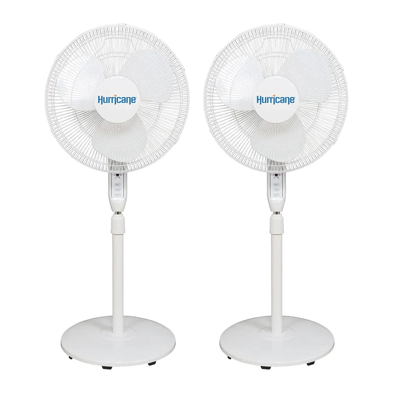 Hurricane 16 Supreme Oscillating Stand Fan with Remote 3Speed, Quiet, Powerful, Adjustable Height, Durable Design for Home,