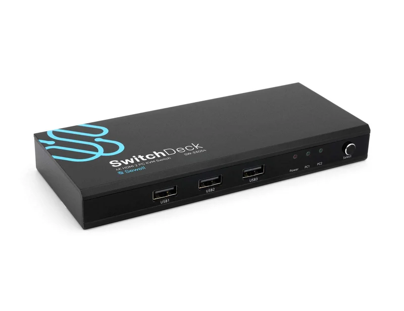 SwitchDeck 4K HDMI KVM Switch by Sewell, Switch Easily Between Two PCs/Macs/Gaming Consoles (SW33054)