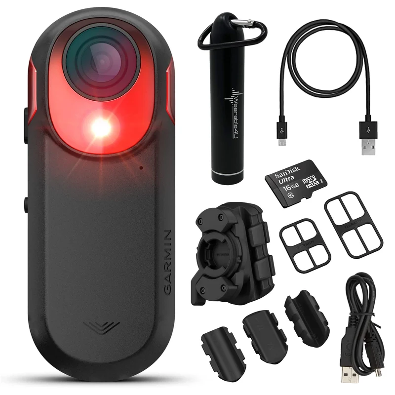 Wearable4U Garmin Varia RCT715 Bicycle Radar with Tail Light, Continuous Recording with Power Bundle