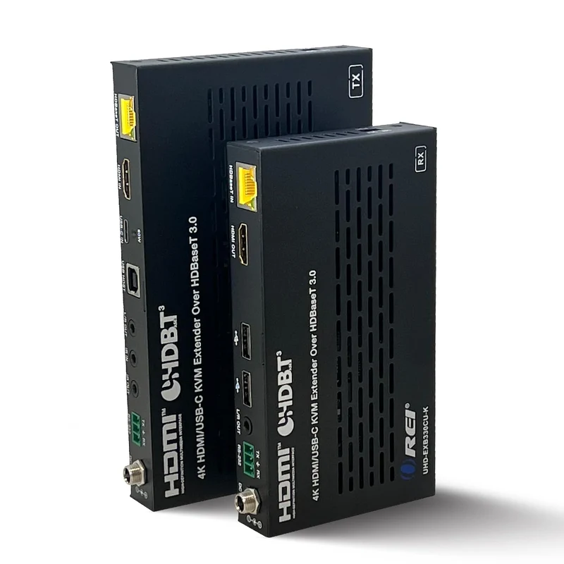 OREI 4K KVM HDMI USBC Extender Balun HDBaseT 3.0 UltraHD 4K @ 60Hz 4:4:4 Over Single CAT5e/6/7 Cable with HDR, LAN, CEC, & IR S