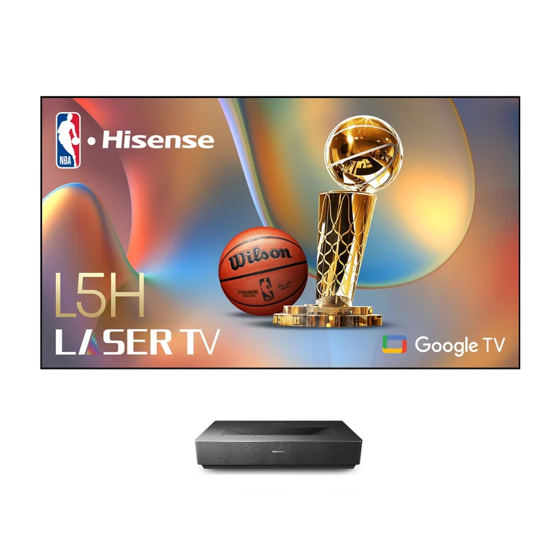Hisense 100L5H Laser TV Ultra Short Throw Projector with 100 ALR High Gain Screen, 4K UHD, 2700 ANSI Lumens, Dolby Vision & Atm
