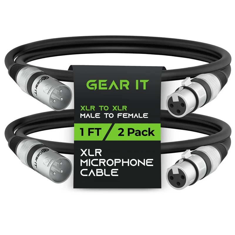 GearIT XLR to XLR Microphone Cable (3 Feet, 6Pack) XLR Male to Female Mic Cable 3Pin Balanced Shielded XLR Cable for Mic Mixer