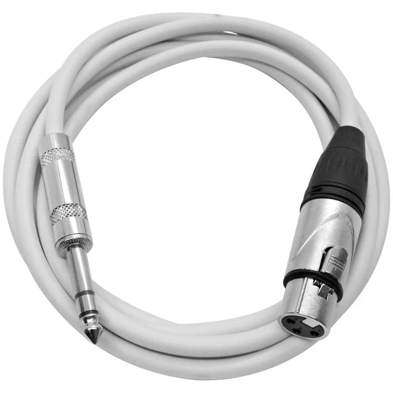 Seismic Audio SATRXLF6White 6 Foot White XLR Female to 1/4 Inch TRS Patch Cables 6 Professional Audio Balanced XLRF to 1