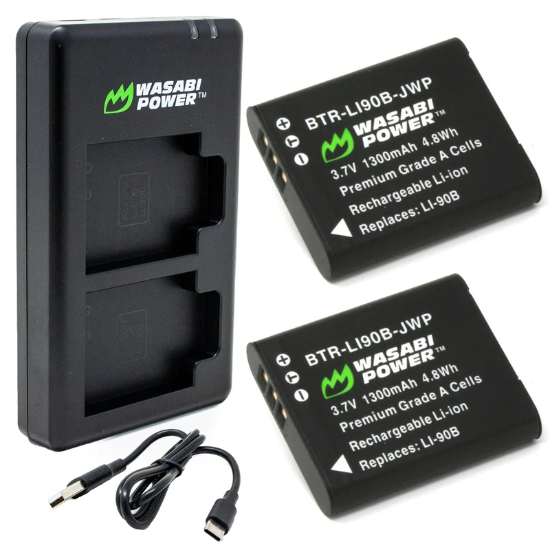 Wasabi Power Battery (2Pack) and USBC Dual Charger for Ricoh DB110 and Ricoh GR III, GR IIIx, Theta X, WG6, G900