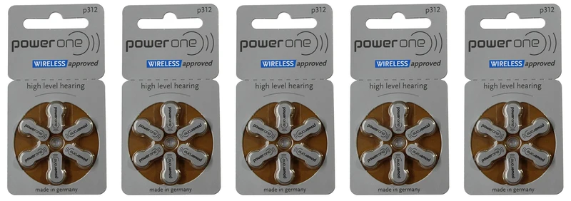 PowerOne Size 312 Hearing Aid Batteries 30 count