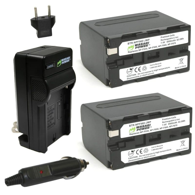 Wasabi Power Battery (2Pack) and Charger for Sony NPF950, NPF960, NPF970, NPF975 (L Series)