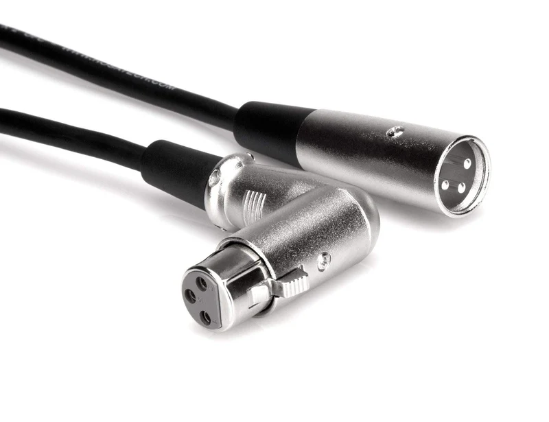 Hosa XFF125 RightAngle XLR3F to XLR3M Balanced Interconnect Cable, 25 feet