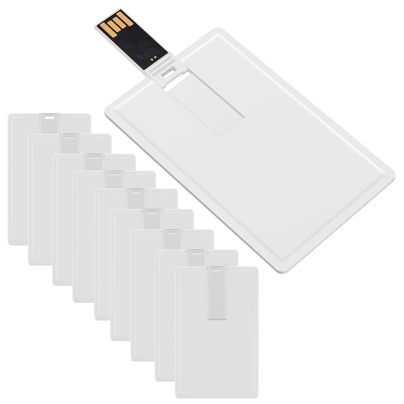 Enfain USB 2.0 Flash Drives Credit Card Carrying Memory Stick 4GB 10 Pack White, for Bank, Book Store, Library, Photo Booth, H