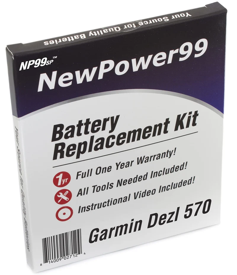 NP99sp NewPower99 Battery Replacement Kit for Garmin Dezl 570 and 570LMT with Tools, Video Instructions, Long Life Battery.