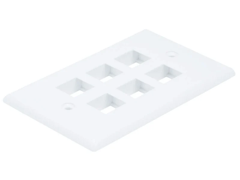 Monoprice 1Gang Wall Plate for Keystone 6Port, 4.5x2.75x0.2, with Screws, White