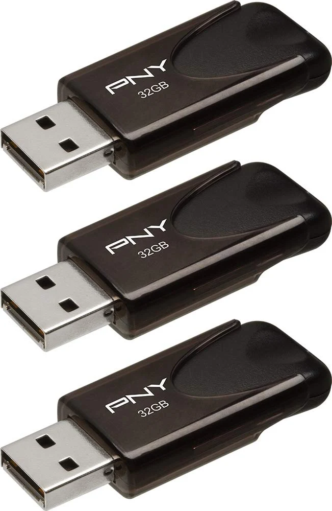 PNY 32GB Attach 4 USB 2.0 Flash Drive 3Pack, black