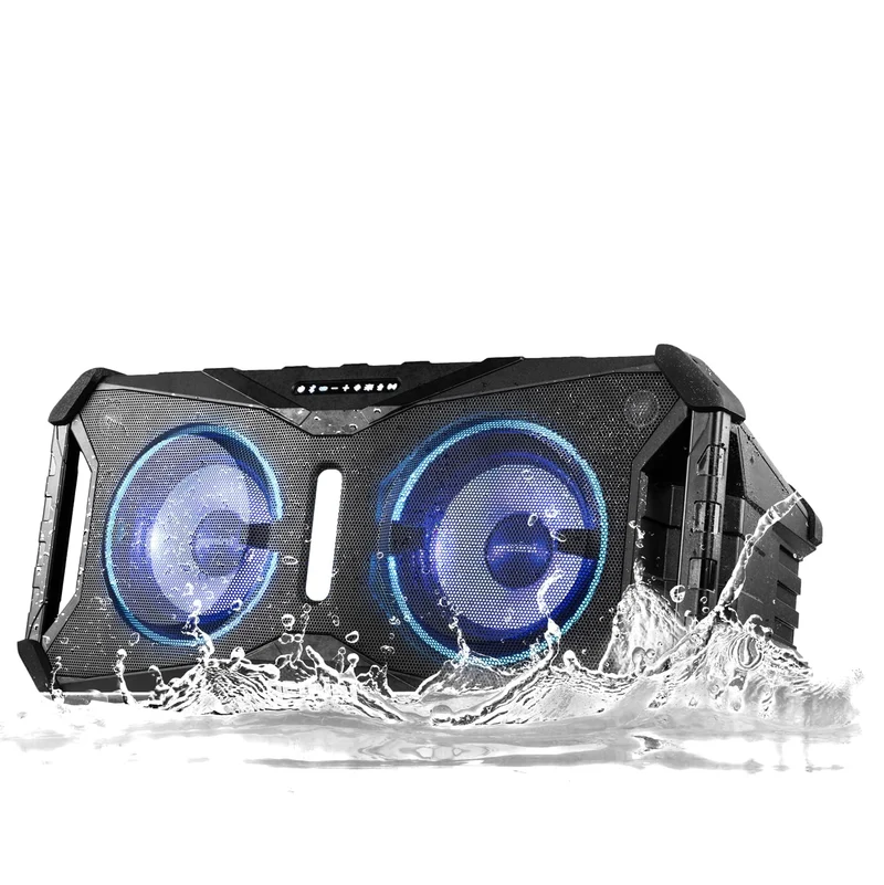 Gemini Sound SOSP8BLK 400W Floating Waterproof Wireless Bluetooth Speaker with LED Light Show, 24Hour Battery Life, Dual 8