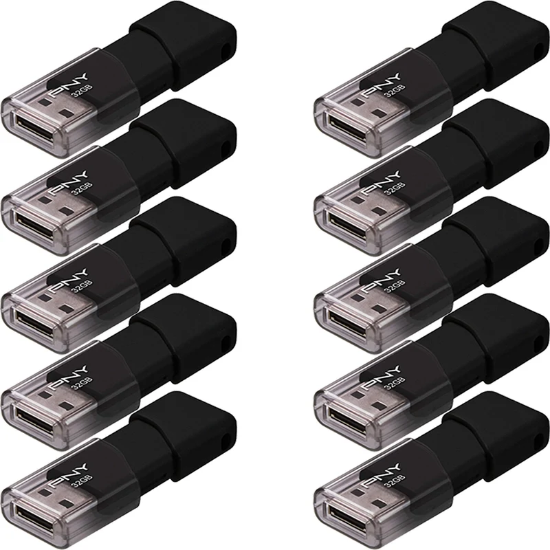 PNY PFD32GX10ATT03MP 32GB Attach 3 USB 2.0 Flash Drive, 10Pack,Black