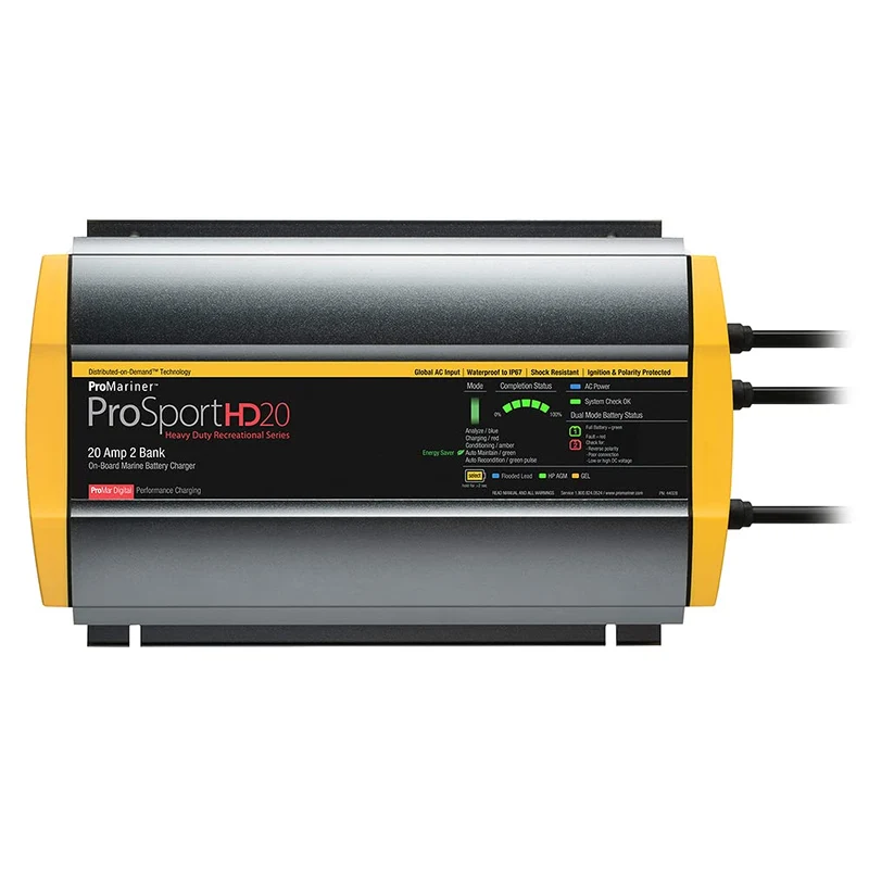 PRO MARINER ProMariner 44028 ProSportHD 20 Battery Charger 20 Amp / 2 Bank, Black, Standard