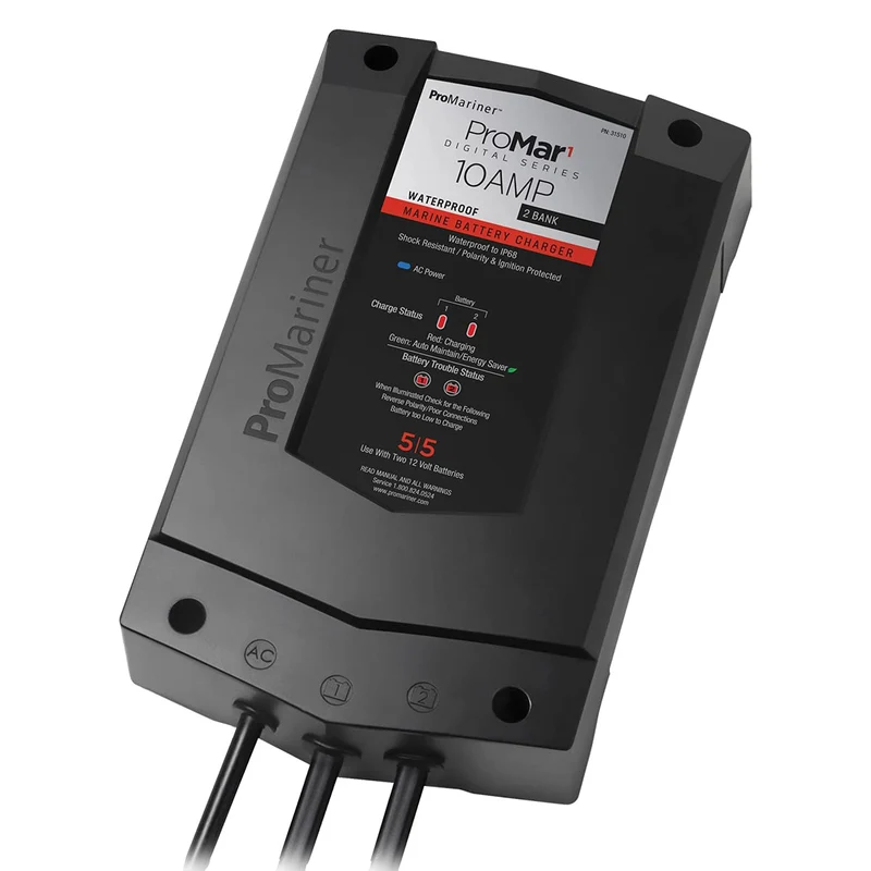 ProMariner Batt Chgr, ProMar1 DS, 12V 10A, 2 Bank