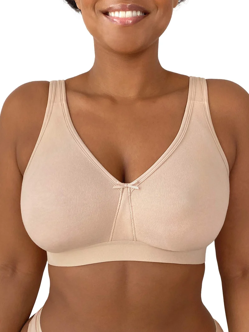 Fruit of the Loom womens Plus Size Wireless cotton Full coverage Bra, Sand, 40DD US
