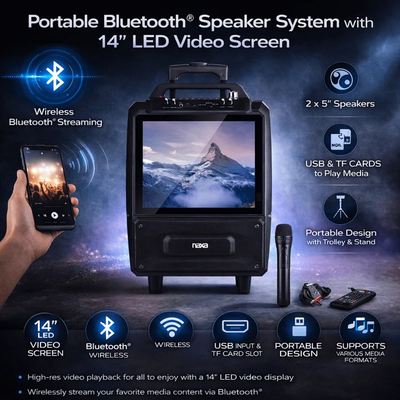 Naxa Portable Bluetooth Speaker System - Refurbished