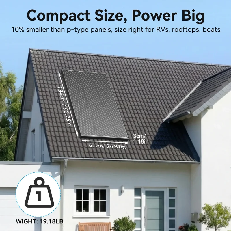 Rvpozwer 200w High Efficiency Black Monocrystalline Solar Panel With Busbar Hidden Technology For RVs Trucks Vehicles Home Power