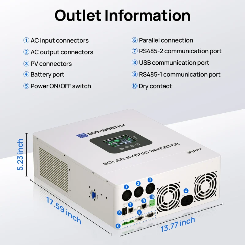ECO-WORTHY Home Backup Power 48V 100Ah LiFePO4 Lithium Battery Bluetooth | UL1973 & UL9540A & CEC +5kW 48V Off-grid Inverter