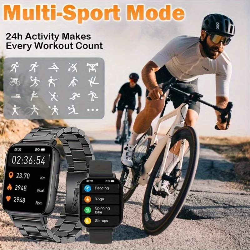 Smart Watch for Men & Women - Multi-Function Fitness Tracker with Call/Message/Weather/Alarm/Remote Camera Control, USB-Powered