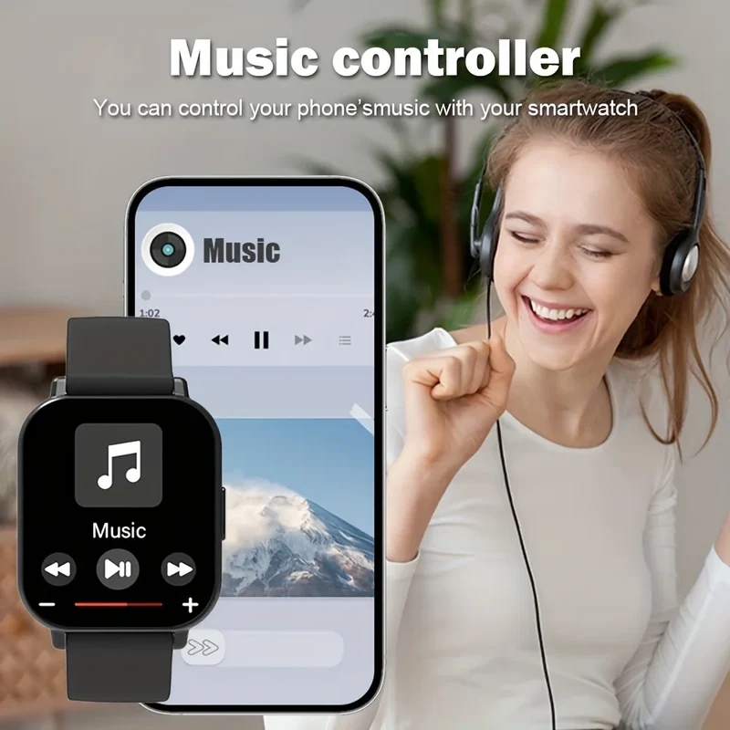 Smart Watch for Men & Women - Multi-Function Fitness Tracker with Call/Message/Weather/Alarm/Remote Camera Control, USB-Powered
