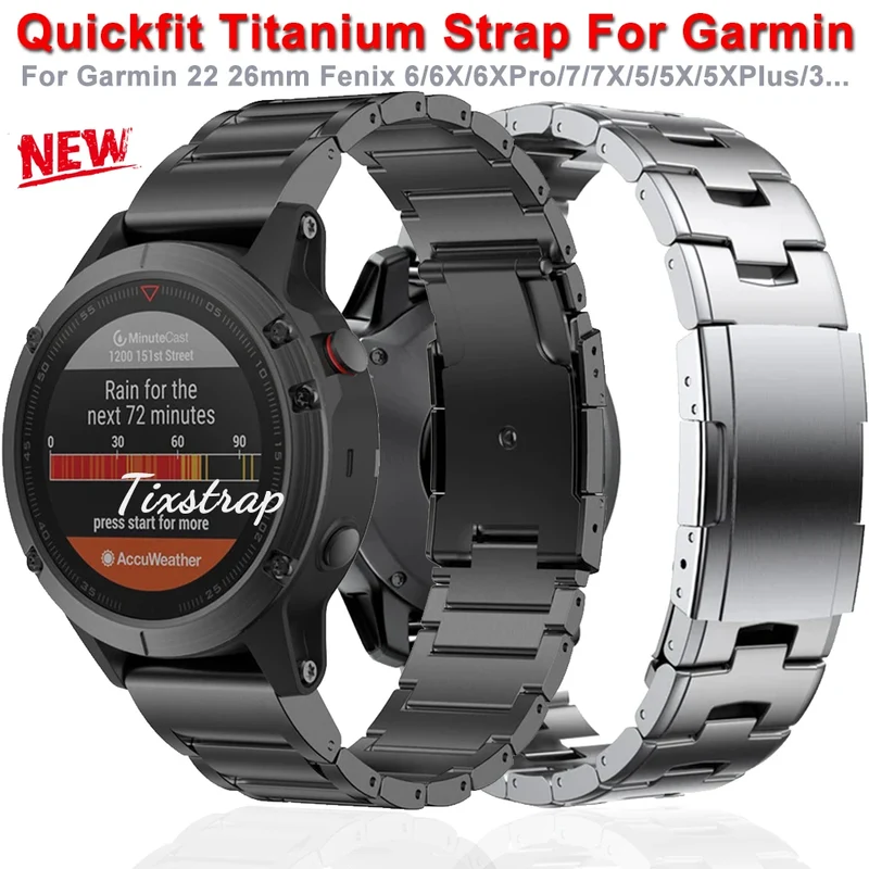 Quickfit Titanium Strap For Garmin 26mm 22mm Fenix 6/6X/6XPro/7/7X/5/5X/5XPlus/3 Metal Release Watch Band For Forerunner 945 935