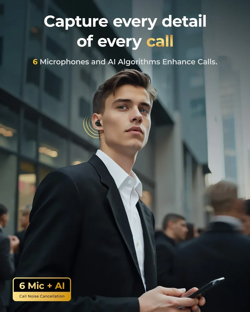 wegear Wireless Earbuds Bluetooth 5.4 in Ear Hybrid Active Noise Cancelling Earbuds with 6 Built-in Microphones 32H Playtime