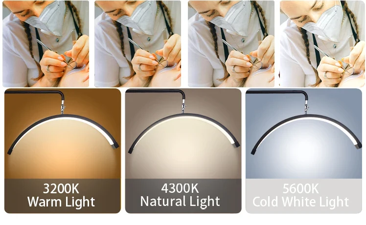 FOSOTO FT-Y8II 28 Inch 45W Led Lash Light Ring Light Half-Moon Light With Floor Tripod For Tattoo Beauty Salon Eyelash Makeup