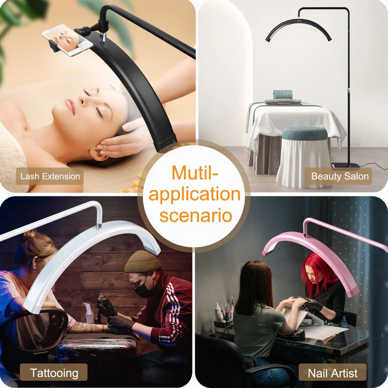 FOSOTO FT-Y8II 28 Inch 45W Led Lash Light Ring Light Half-Moon Light With Floor Tripod For Tattoo Beauty Salon Eyelash Makeup