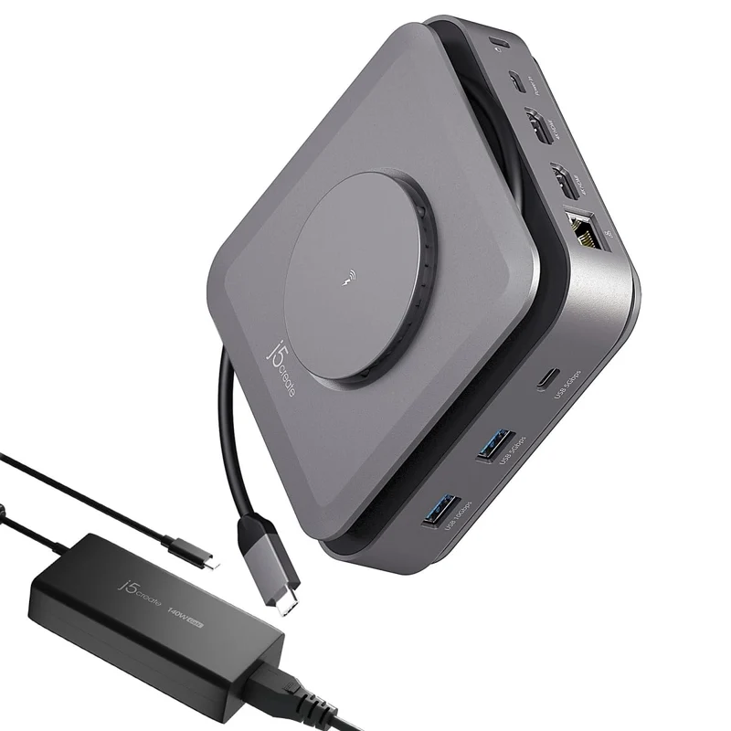 j5create AC JCD3199P USBC Dock Dual 4K HDMI Hub w 140W GaN PD3.1 PowerAdapter