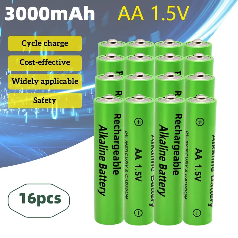 1.5V AA Rechargeable Alkaline Battery 3000mah For Torch Toys Clock MP3 Radio Video Game Digital Camera AA AAABattery