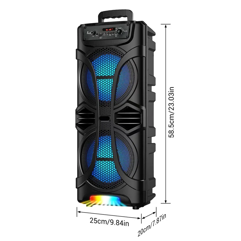 6800W Portable Bluetooth Speaker Sound System Party Led Light Rechargeable Outdoor Loud KaraokeDual 8 " Speaker USB TWS