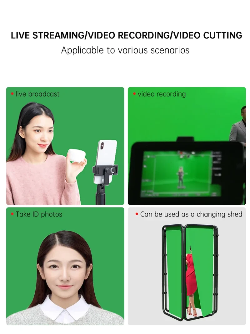 2.4x4 Background Frame black/white/Green/gray Screen Wall Foldable For Tiktok Live Photo Studio Kit Chromakey Green Screen Frame