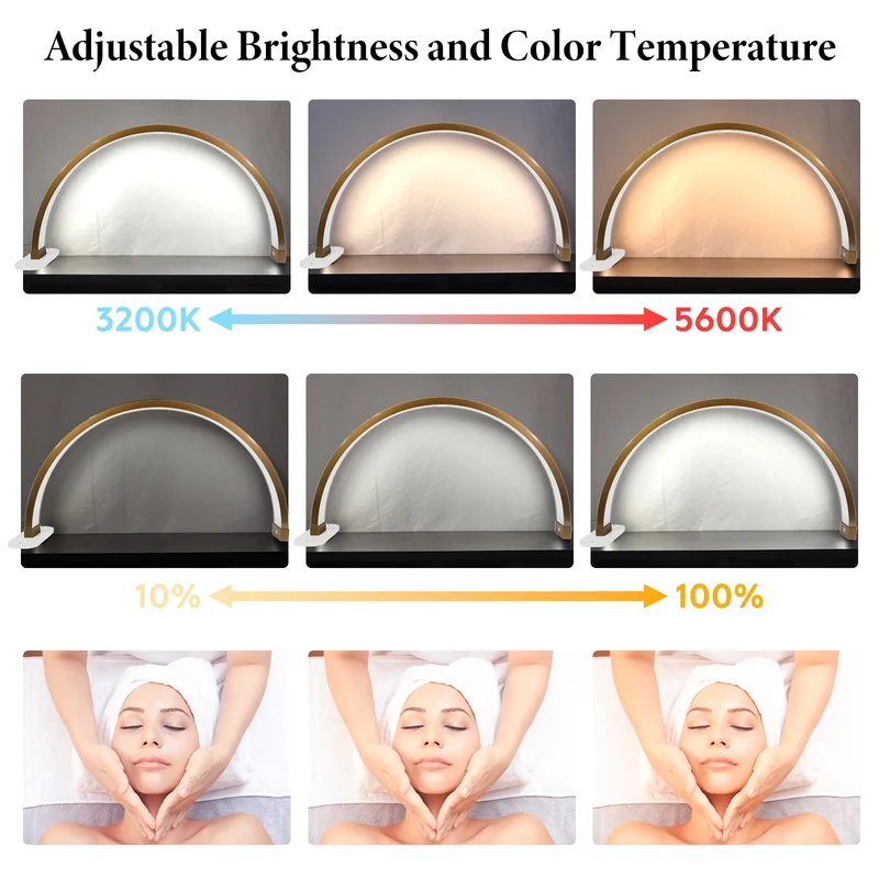 Fosoto Gold Half Moon Lamp 45W Nail Moon Light Manicure Beauty Salon LED Light Lash Lamp Manicure Lamp Nail Art Light