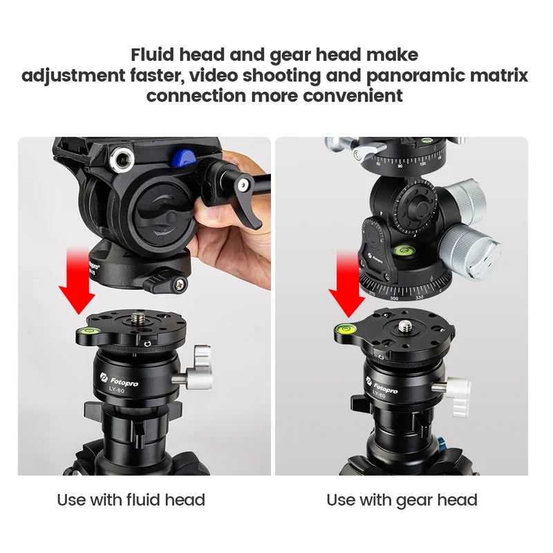 Fotopro LY-60 Tripod Speedy Mini Leveling Base Universal Horizontal Adjustment Mount for DSLR Camera