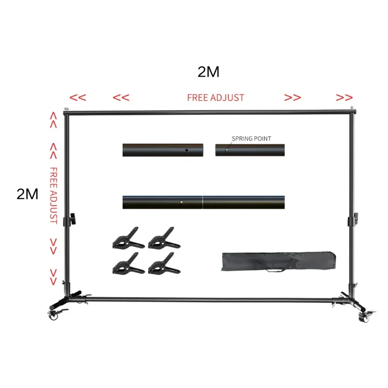 Background Stand 2.4X3.0M Double-Crossbar for Backdrop Frame Support SystemPhotography Photo Studio Video Muslin Green Screen