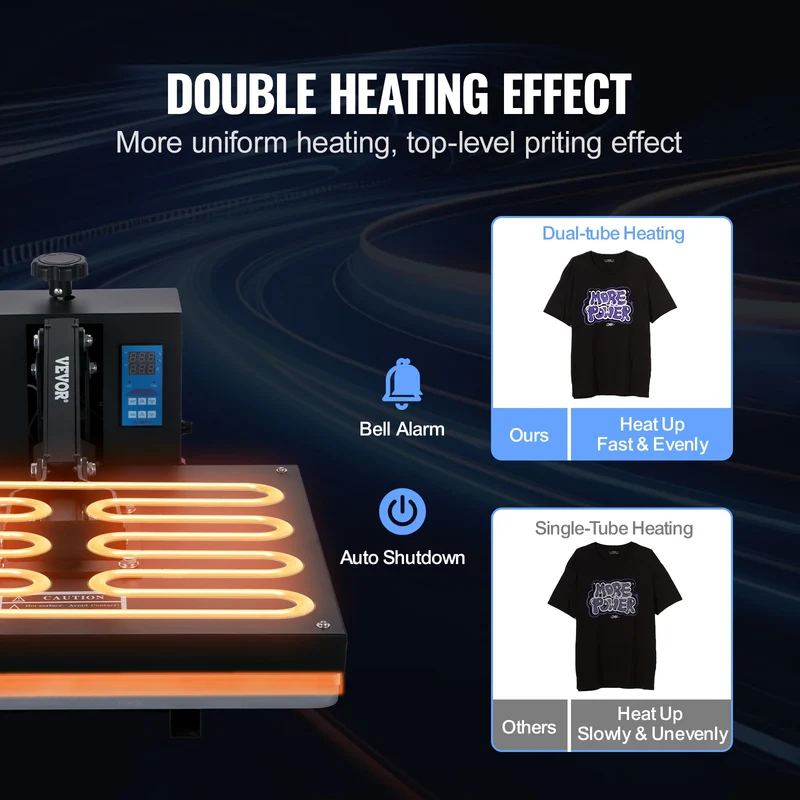 SucceBuy Heat Press Machine 15" x 15" /16" x 20" /16" x 24" Sublimation Printer Manual Clamshell Transfer on DIY T-shirt Pillow