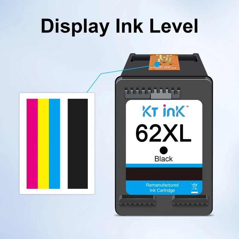 Ink 62 XL Cartridge Compatible for 62XL hp Printer Ink Black Tri-Color for Envy 5540 5640 7640 8000 Officejet 5740 200 250 8040