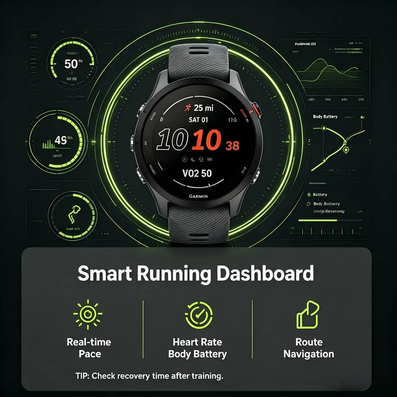 Garmin Forerunner 255 Smartwatch for Men Women, Multisport Fitness Tracker, Built-in GPS, Sleep & Stress Tracking, Swim Proof, Long Battery Life