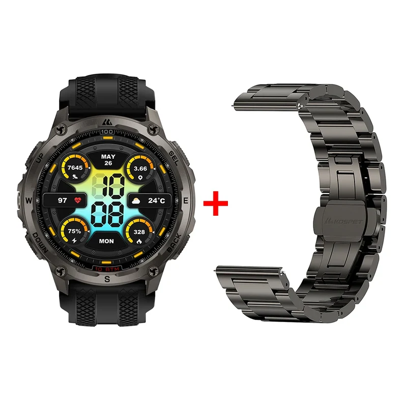 KOSPET Tank T4 Smart Watch for Men 6-Sat GPS Offline Maps 10ATM Waterproof Heart Rate Diving Skiing Hiking for Android iOS