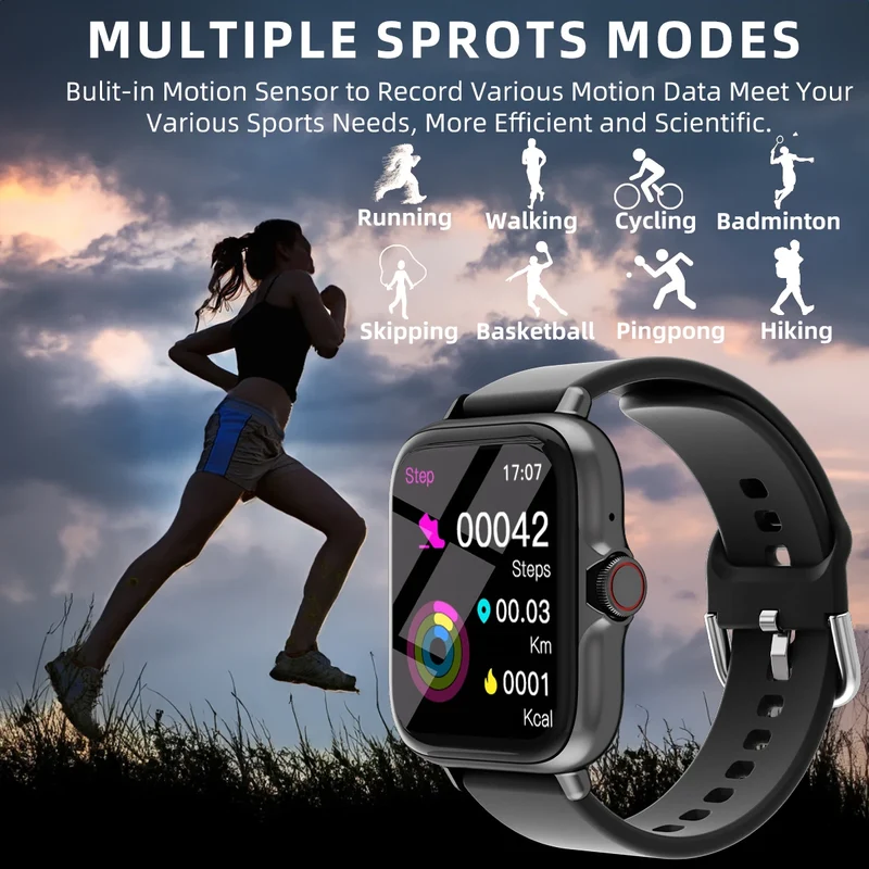 1.83'' Smart Watch with Message Answer Call Sleep Monitoring Sports Pedometer Information Alerts For iPhone Android
