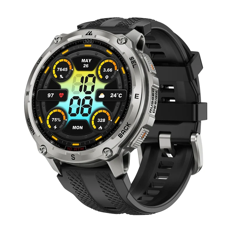 KOSPET Tank T4 Men's Rugged Smart Watch Military Grade GPS Stainless Steel 100M Waterproof 45M Freediving 24/7 Health Monitor