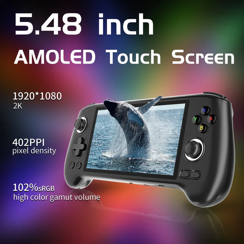 ANBERNIC RG556 Retro Handheld Games Console 5.48" AMOLED Screen WIFI Android Video Games Player Supports AI Assistant Streaming