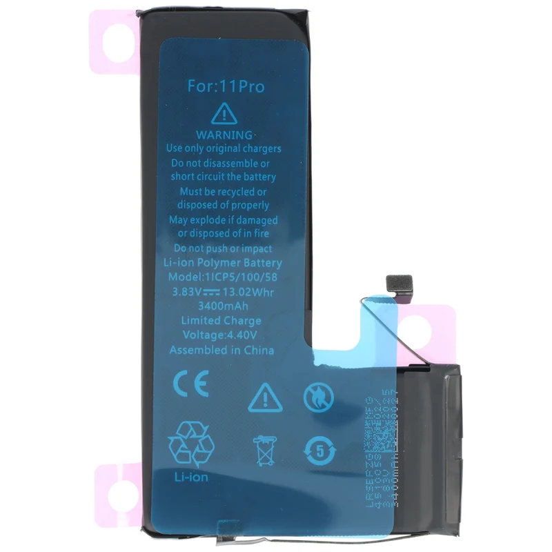 AccuCell Akku passend für Apple iPhone 11 Pro, Li-Polymer, 3,83V, 3400mAh, 13,0Wh, high capacity, built-in, ohne Werkzeug